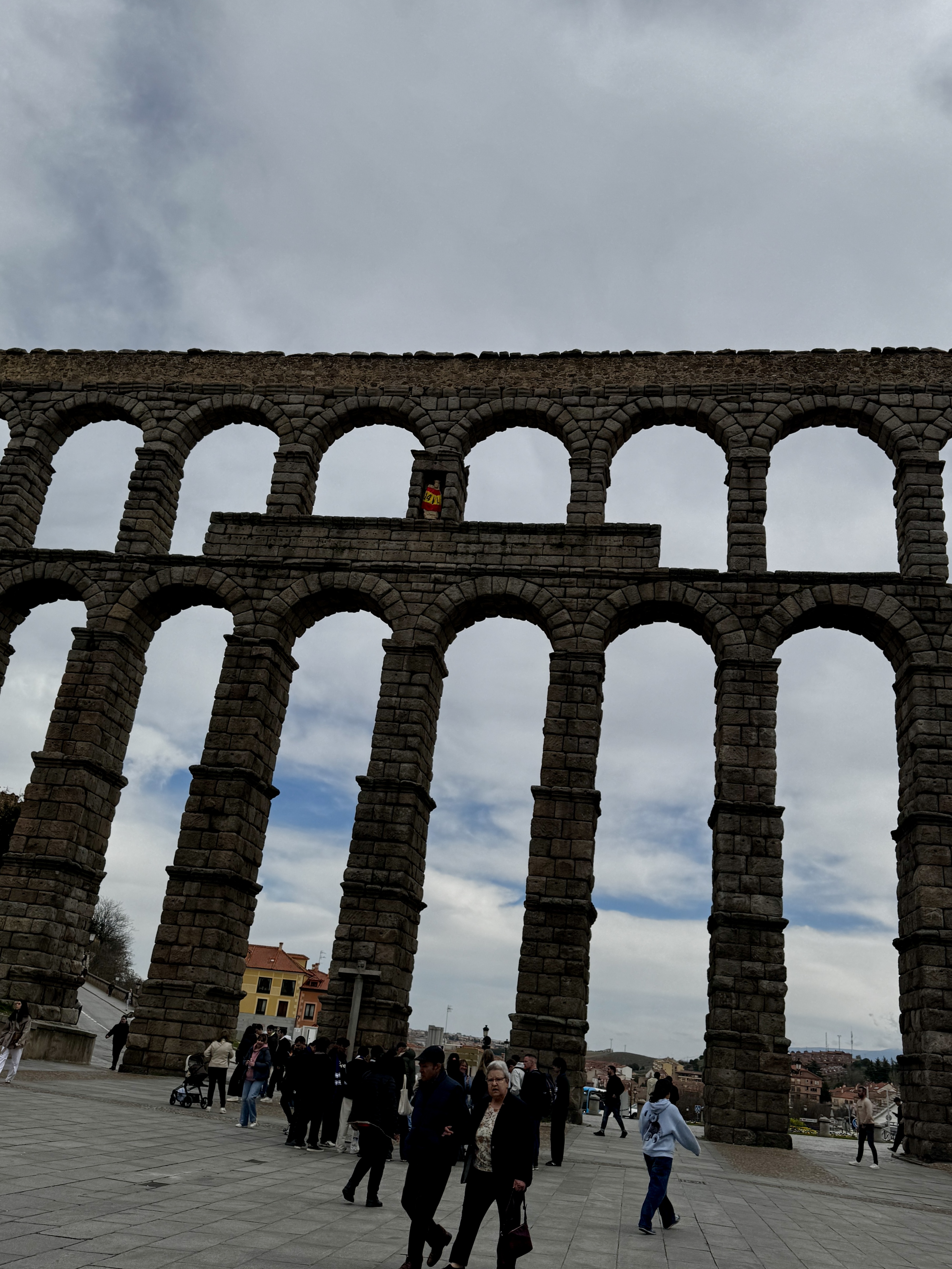 Intricate stone carvings on a historic building facade.